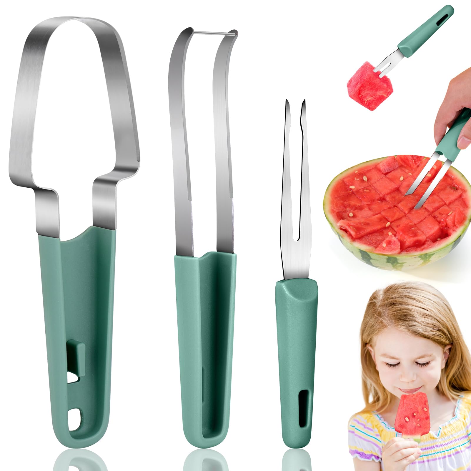 Kitchen Gadgets Cutting Tools - 3 in 1 Watermelon Fork Slicer