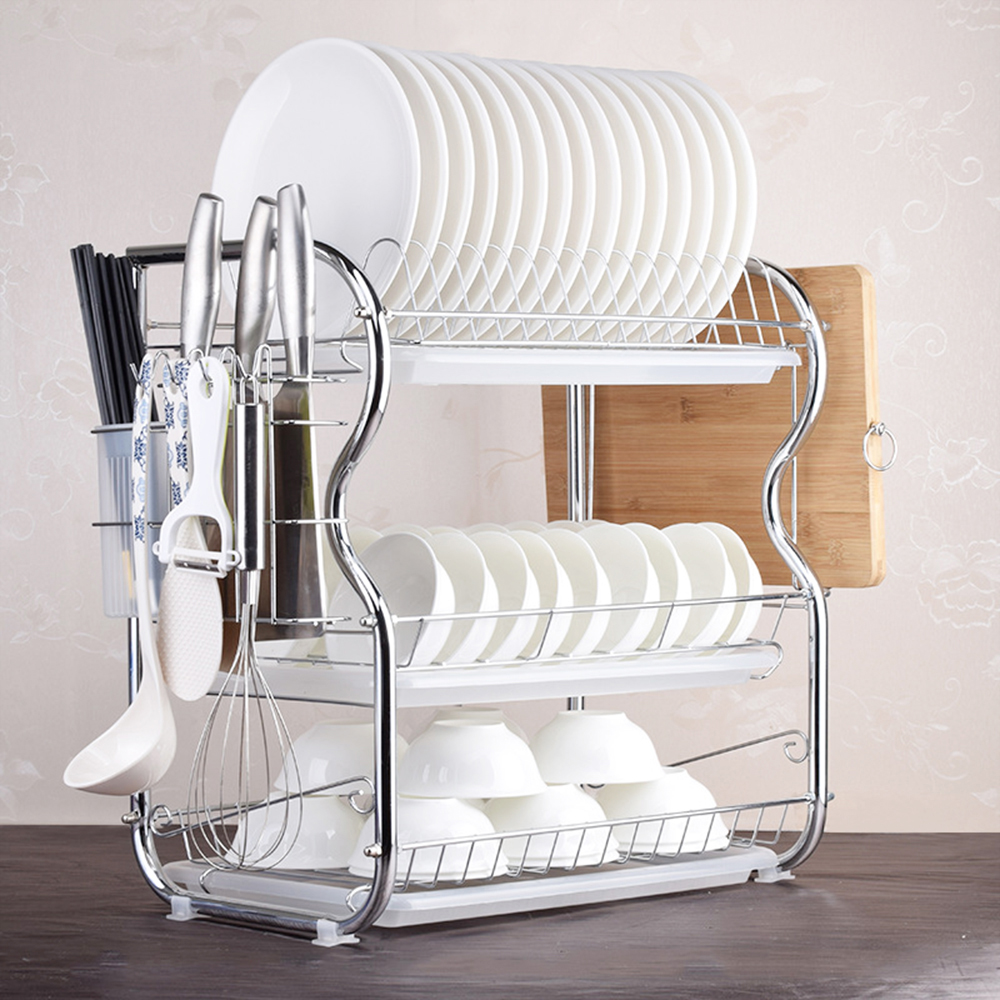 Kitchen Gadgets Needed - Multi-functional 3-Tier Dish Rack Kitchen Supplies