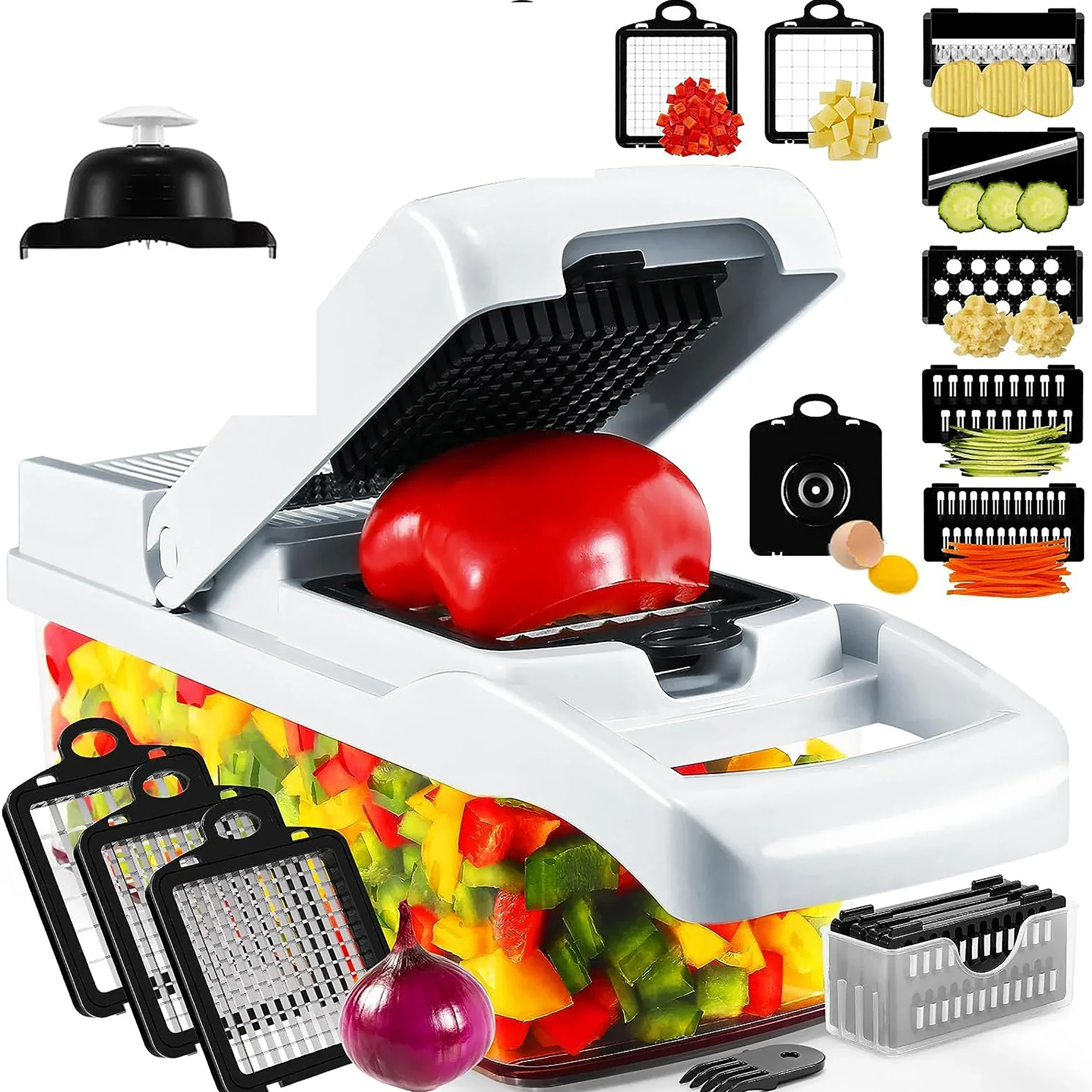 Household Kitchen Gadgets Vegetable Cutter Silk Cutter - Vegetable Chopper Multifunctional 15-Pack Various Onion
