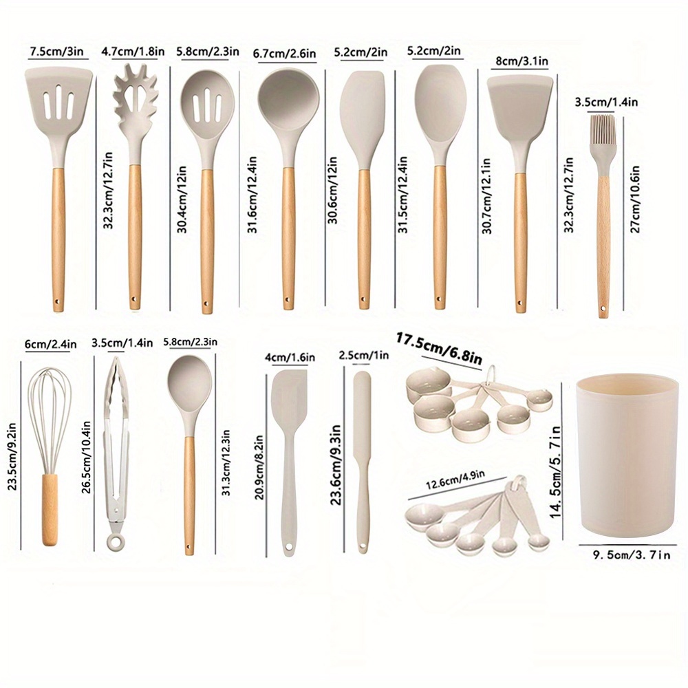 24pcs Silicone Utensil with Wo - Kitchen Gadgets To Gift review and price