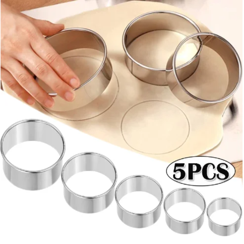 5PCS Round Stainless Steel Bis - Kitchen Gadgets Cutting Tools review and price