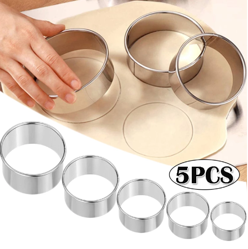 5PCS Round Stainless Steel Bis - Kitchen Gadgets Cutting Tools review and price