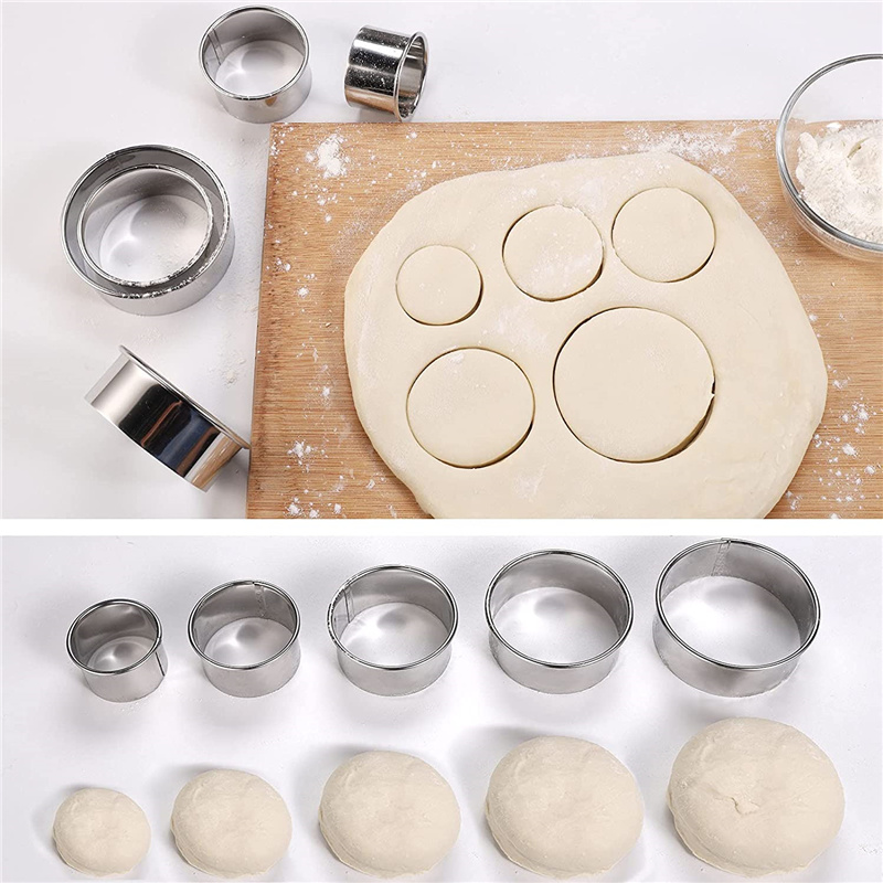 5PCS Round Stainless Steel Bis - Kitchen Gadgets Cutting Tools review and price
