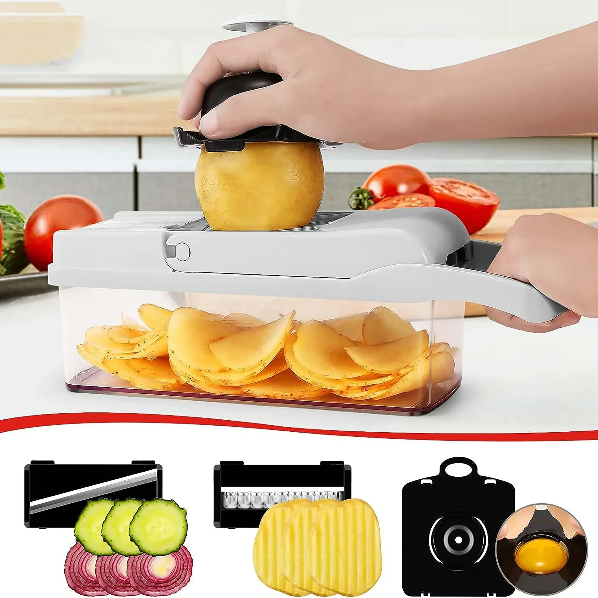 Vegetable Chopper Multifunctio - Household Kitchen Gadgets Vegetable Cutter Silk Cutter review and price