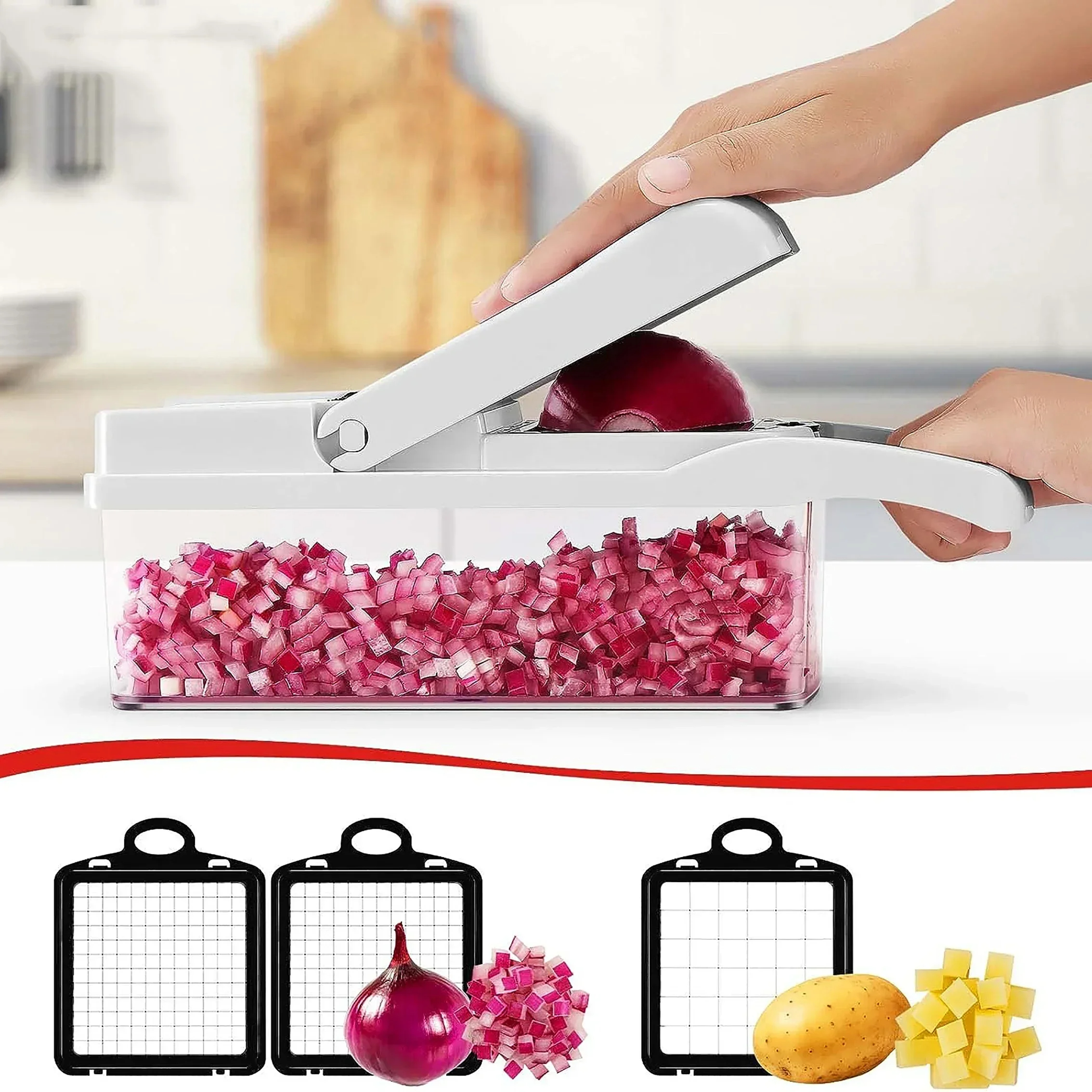 Vegetable Chopper Multifunctio - Household Kitchen Gadgets Vegetable Cutter Silk Cutter review and price