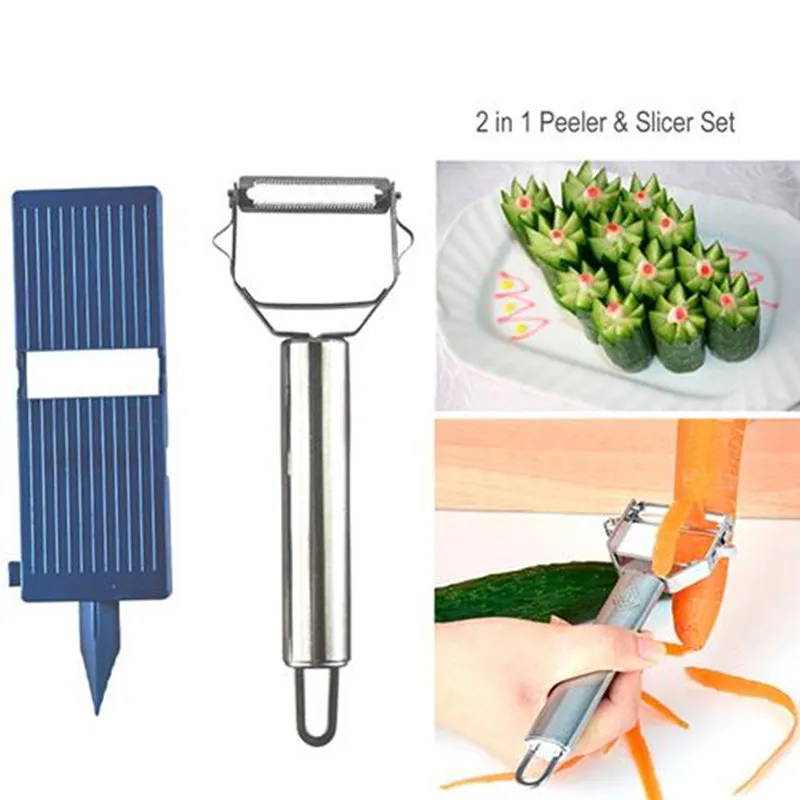 2 in 1 Peeler Slicer Set Kitch - Household Kitchen Gadgets Vegetable Cutter Silk Cutter review and price