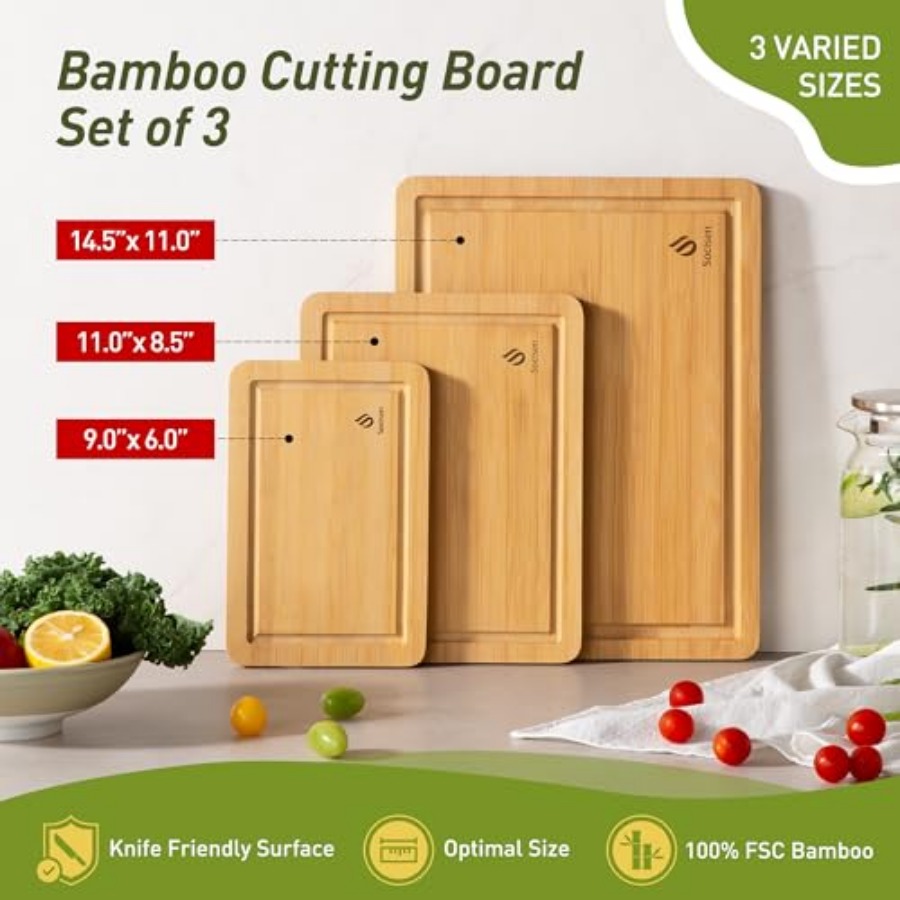 Bamboo Cutting Board Set Non S - Kitchen Gadgets You Must Have review and price