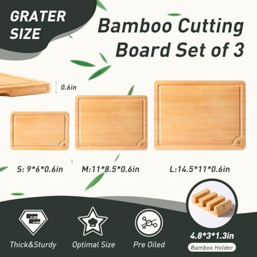 Bamboo Cutting Board Set Non S - Kitchen Gadgets You Must Have review and price